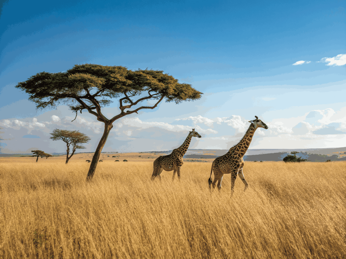 Giraffes walking in the savanna